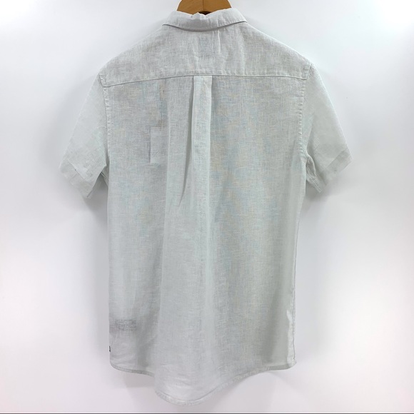 Joe's Jeans NWT Light Grey Linen Blend Short Sleeve Button Down Shirt, Small - Picture 4 of 16